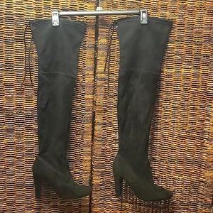 Steve Madden faux suede over the knee black boots